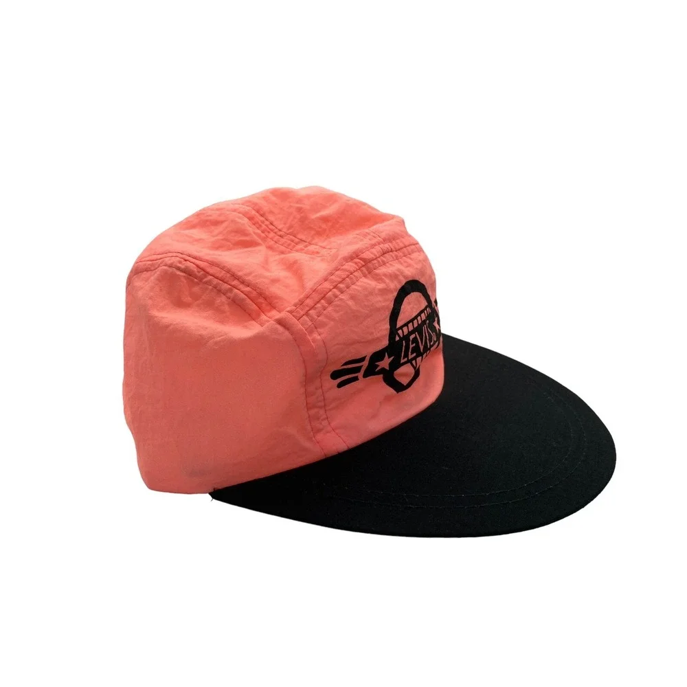 Levi's Florescent Pink Blood Orange Hat Adjustable Strap 5‎ Panel